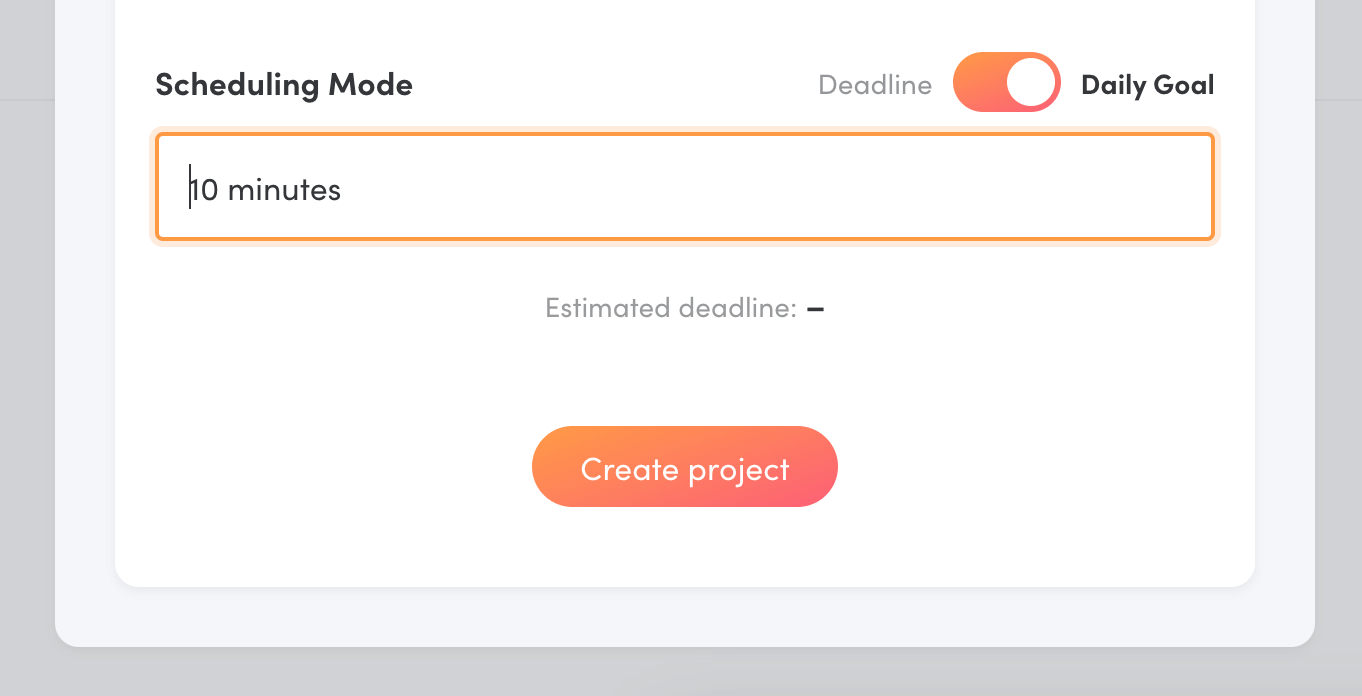 New project form in Writing Analytics