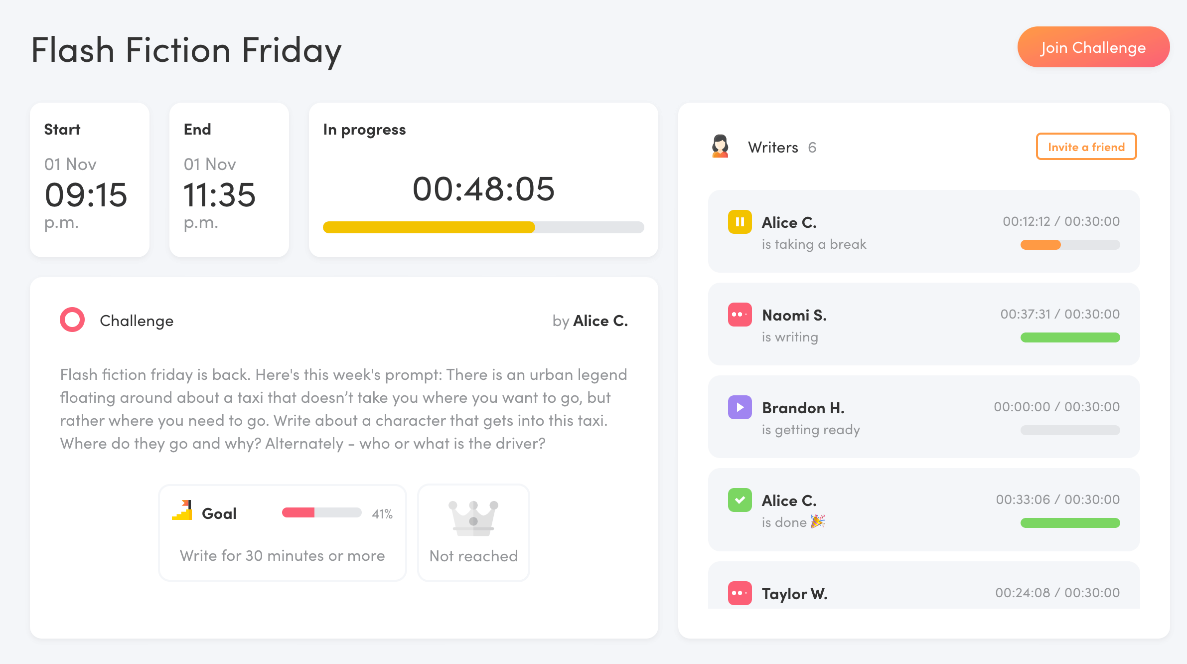 Challenge information in Writing Analytics