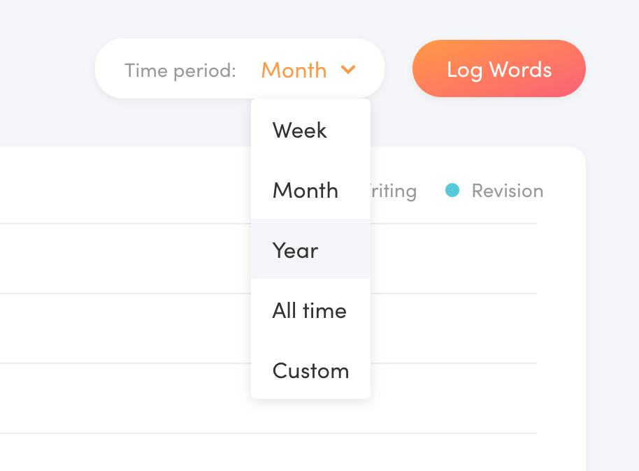 Time period selector in Writing Analytics.