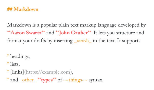 Markdown support in Writing Analytics