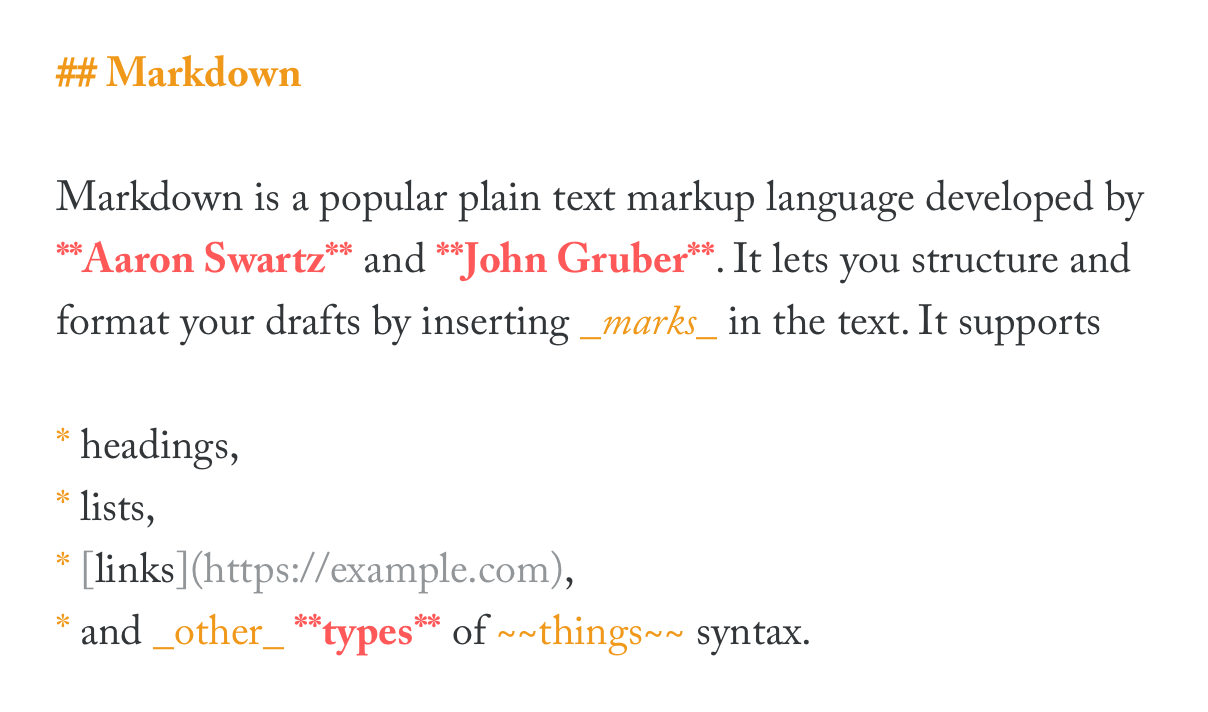 Markdown syntax preview